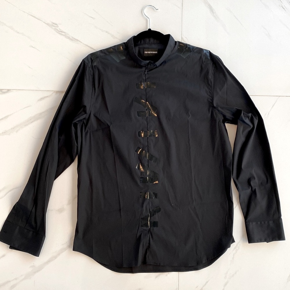 Emporia Armani mens black shirt with zipper